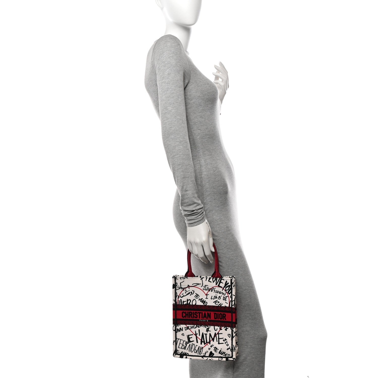 Canvas Embroidered Vertical Dioramour Graffiti Book Tote Latte Multicolor