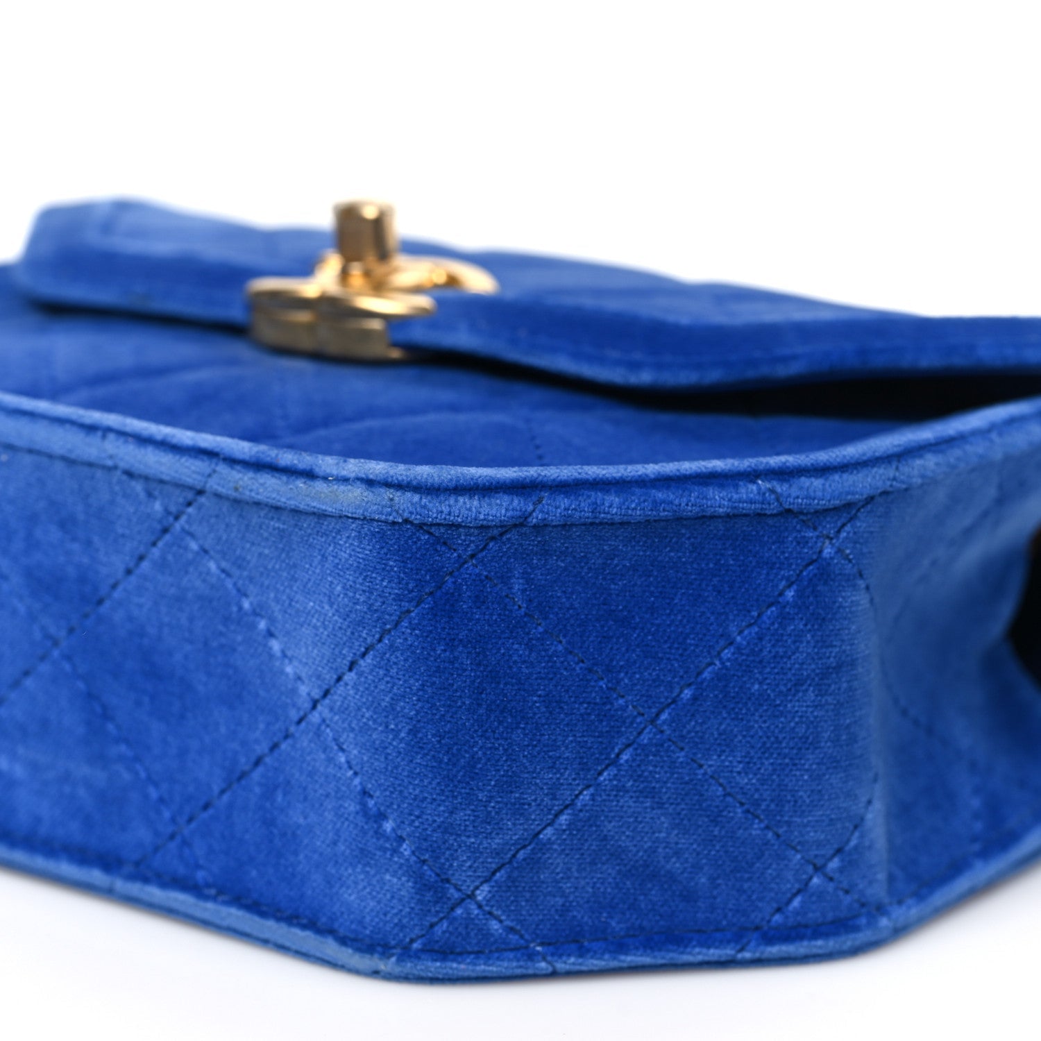 Velvet Quilted Mini Place Vendome Flap Blue