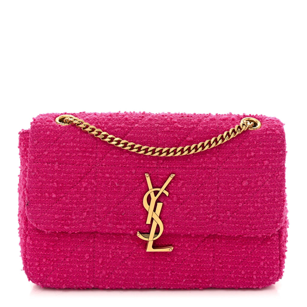 Boucle Tweed Patchwork Monogram Medium Jamie Baguette Magenta