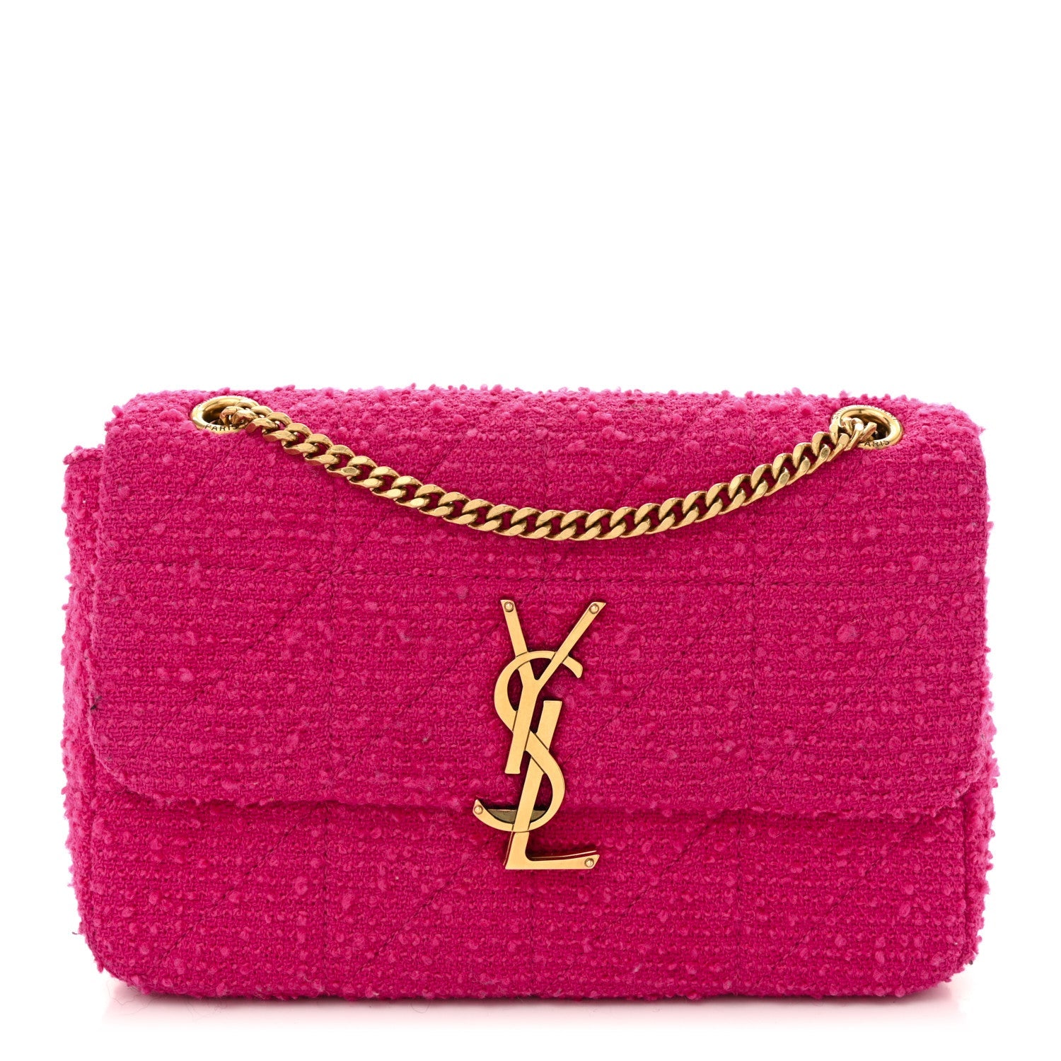 Boucle Tweed Patchwork Monogram Medium Jamie Baguette Magenta