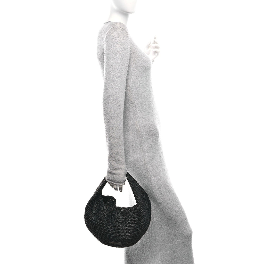 Raffia Olivia Hobo Black