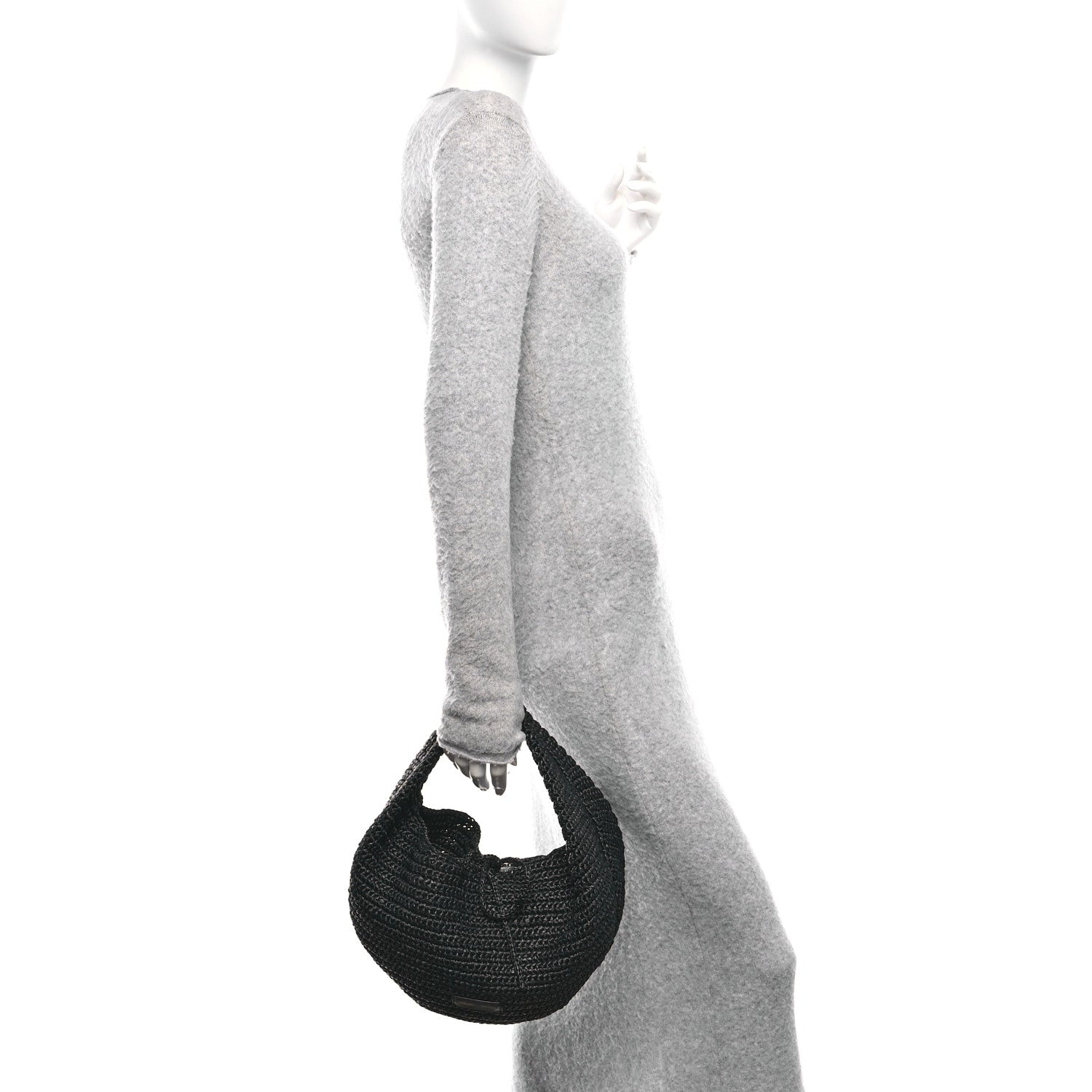 Raffia Olivia Hobo Black