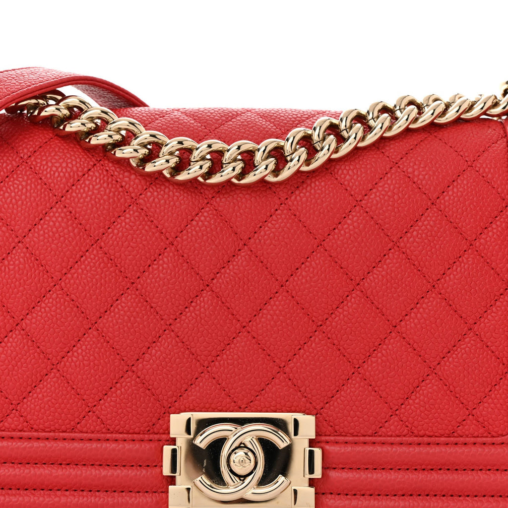 Caviar Quilted Medium Boy Flap Dark Pink