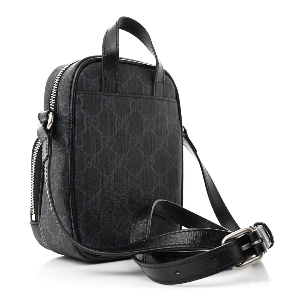 GG Supreme Monogram Azalea Calfskin Mini Retro Interlocking G Bag Black