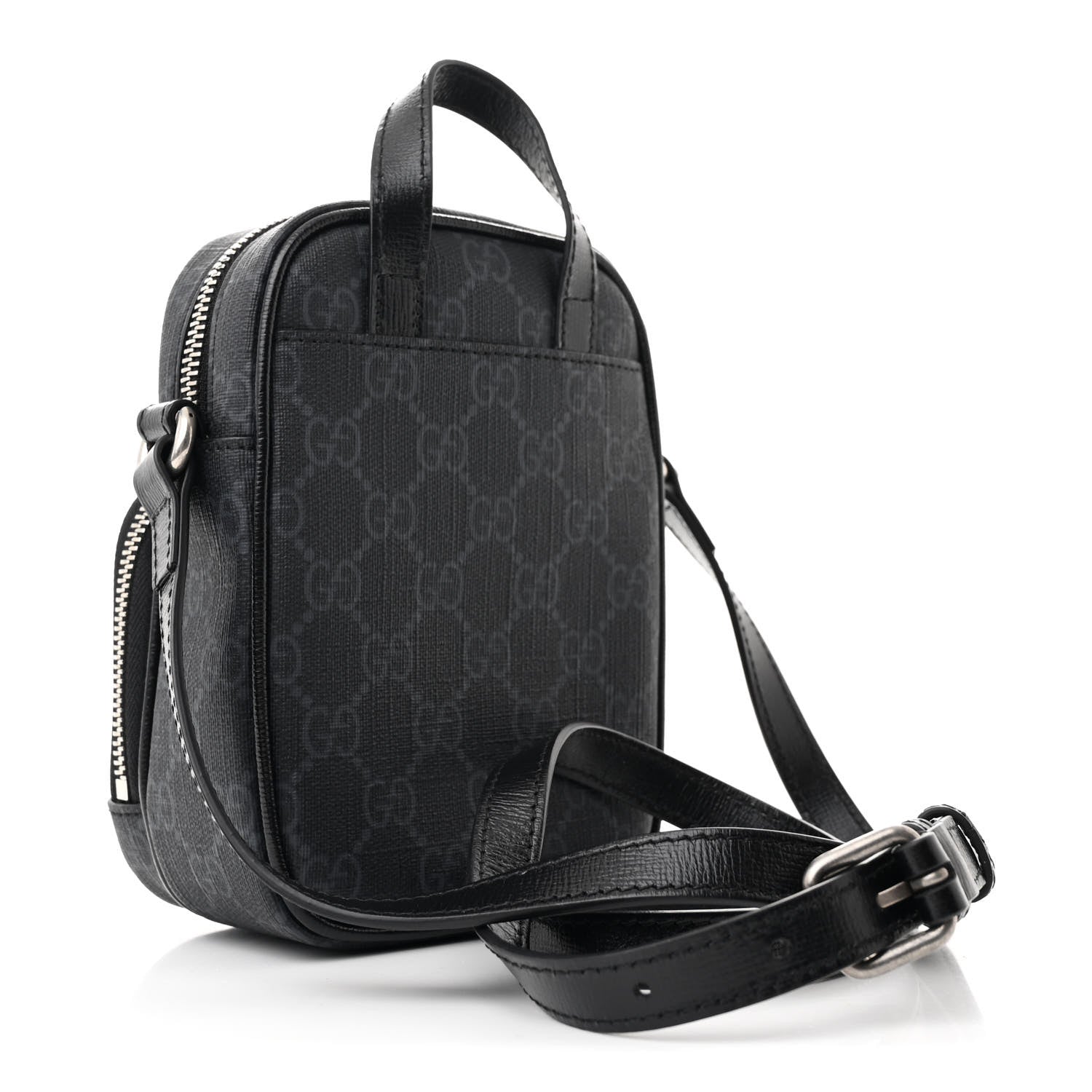 GG Supreme Monogram Azalea Calfskin Mini Retro Interlocking G Bag Black