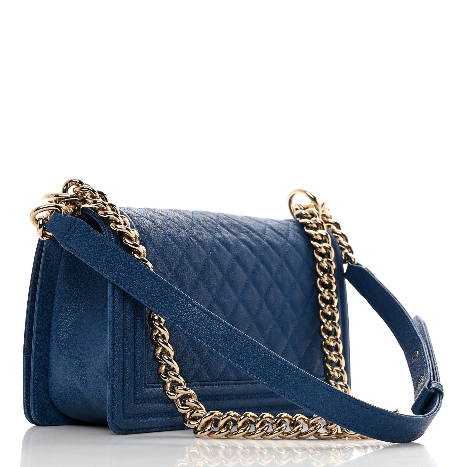 Caviar Quilted Medium Boy Flap Blue