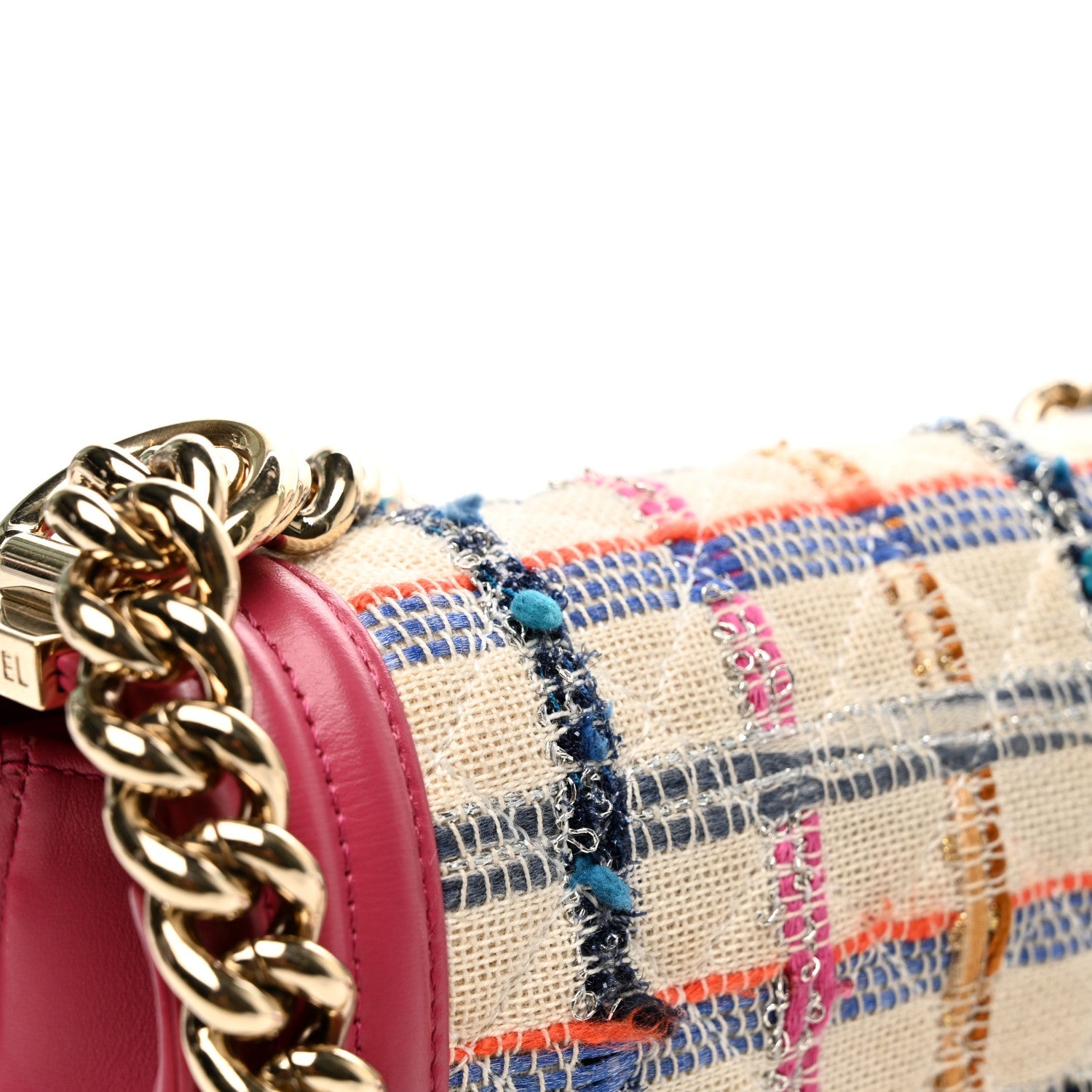 Lambskin Tweed Quilted Small Boy Flap Dark Pink