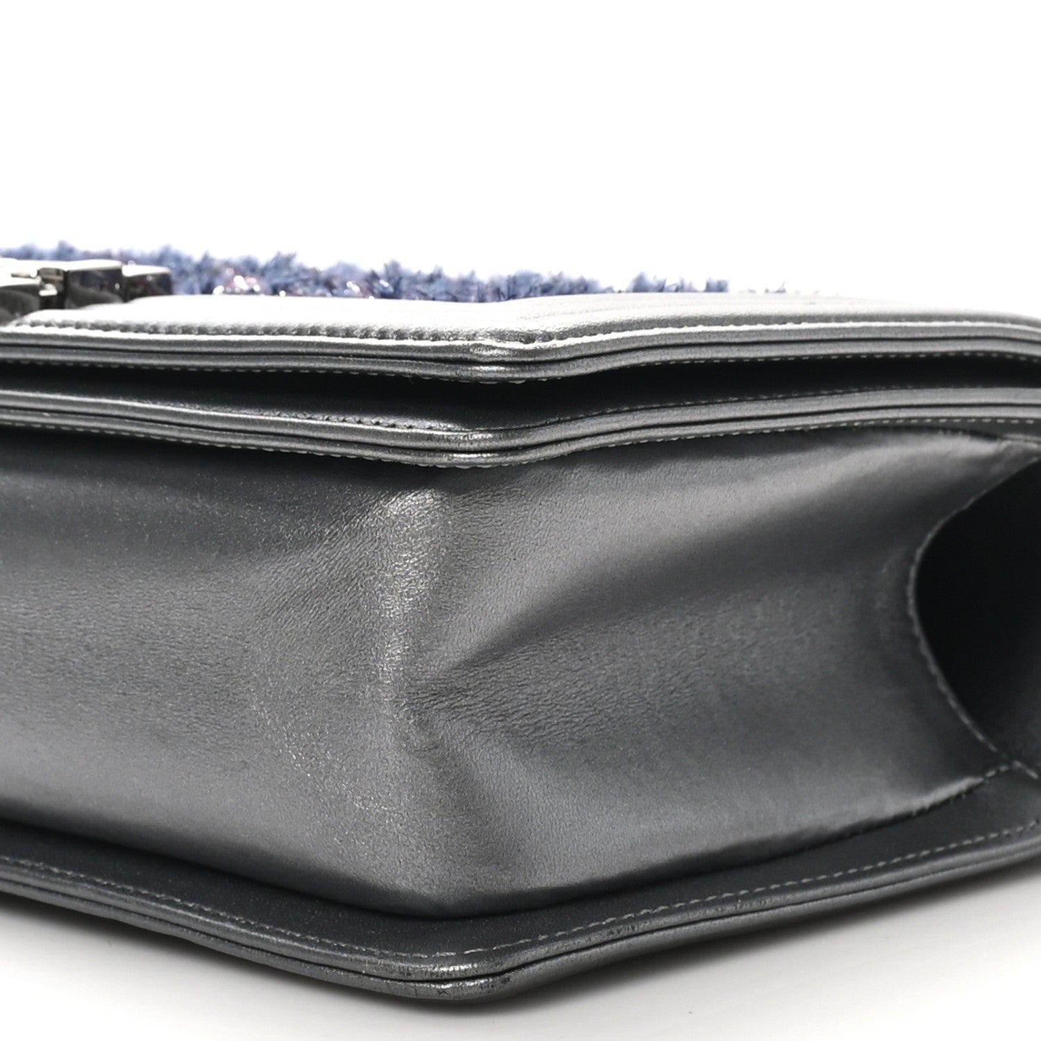 Tweed Metallic Lambskin Medium Boy Flap Silver