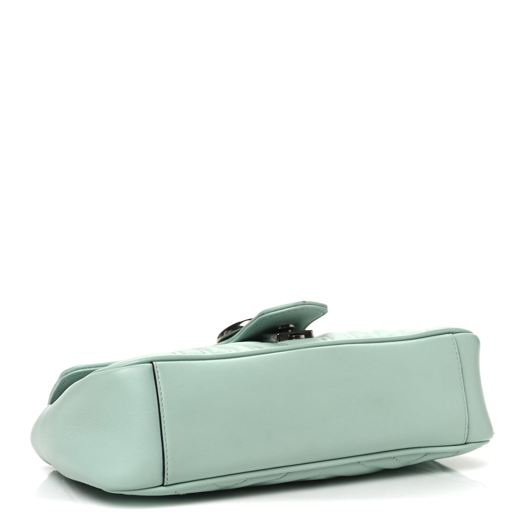 Calfskin Matelasse Small GG Marmont Shoulder Bag Water Green