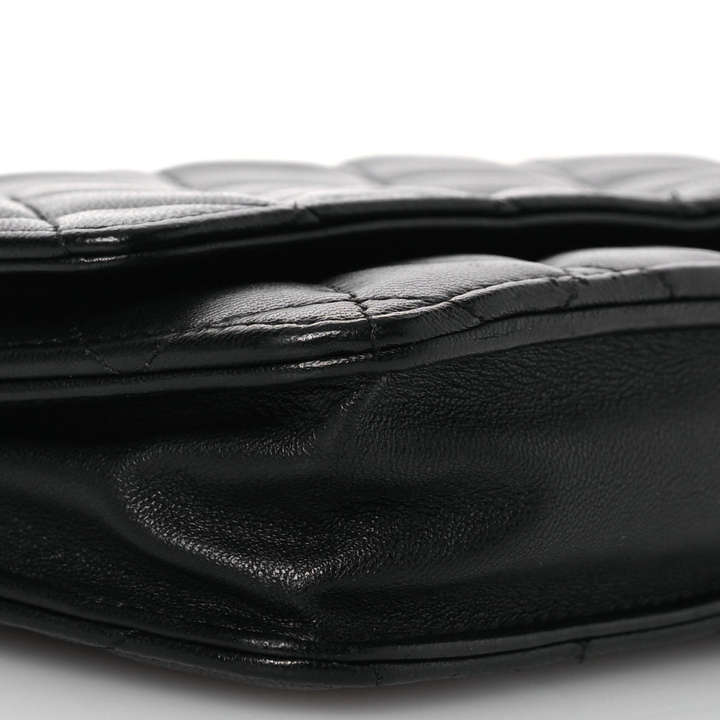 Lambskin Quilted Wallet On Chain WOC Black