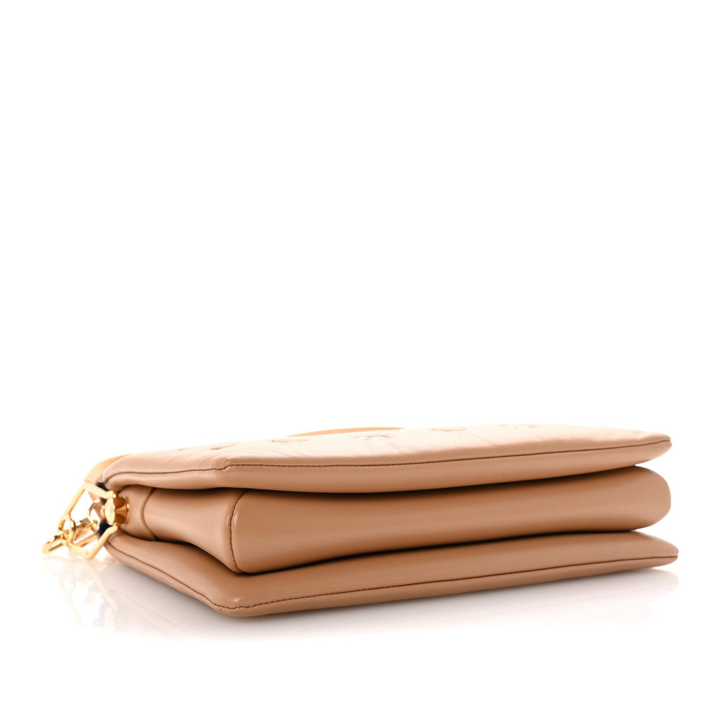 Lambskin Embossed Monogram Coussin PM Camel