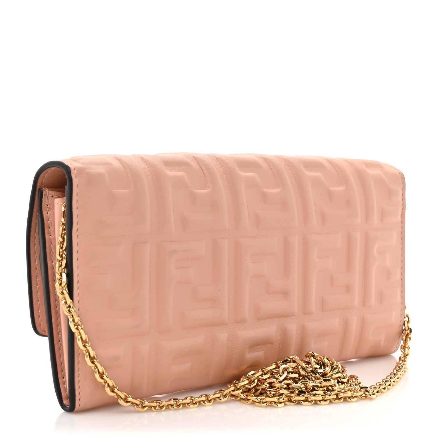 Nappa Matisse FF Embossed Continental Wallet On Chain Baby Pink