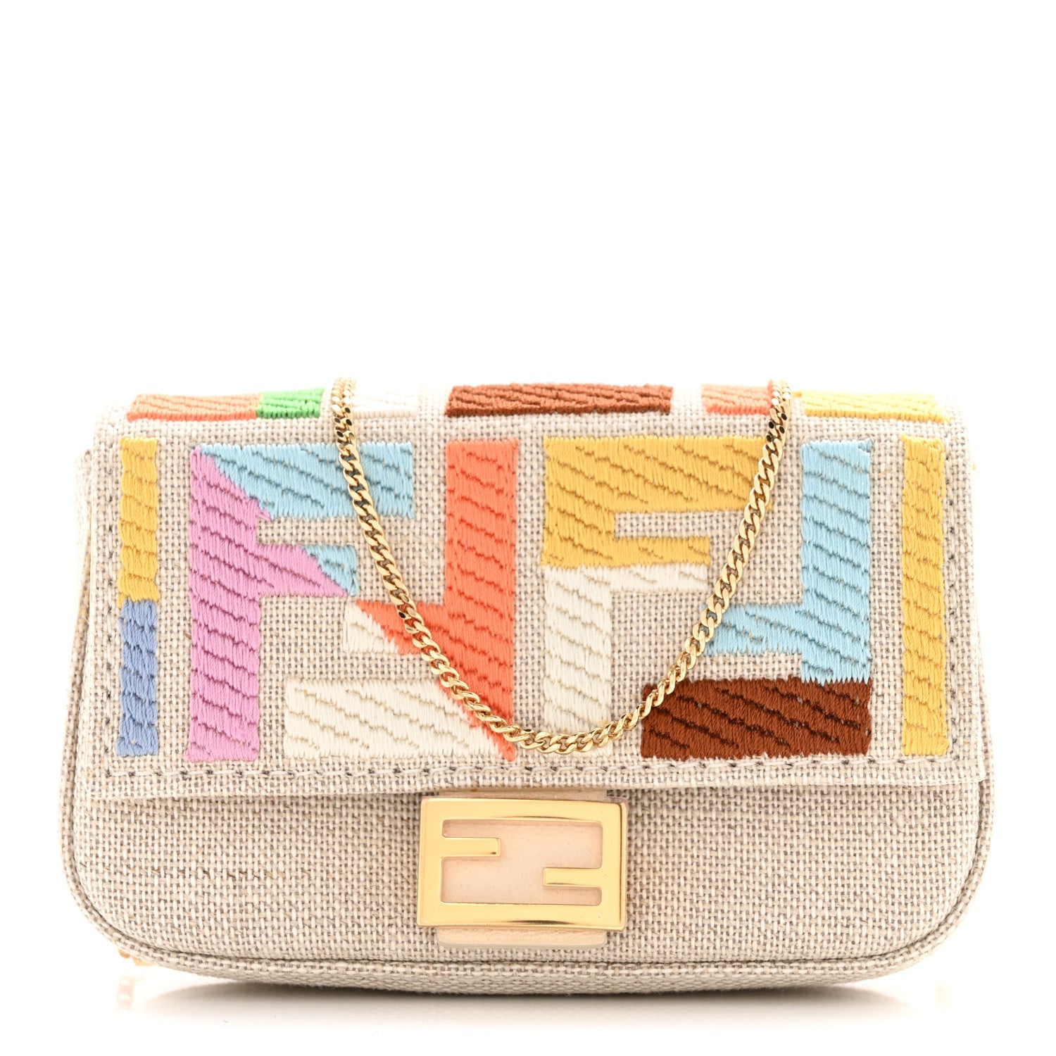 Kuban Canvas FF Embroidered Nano Baguette Charm Grezzo Multicolor