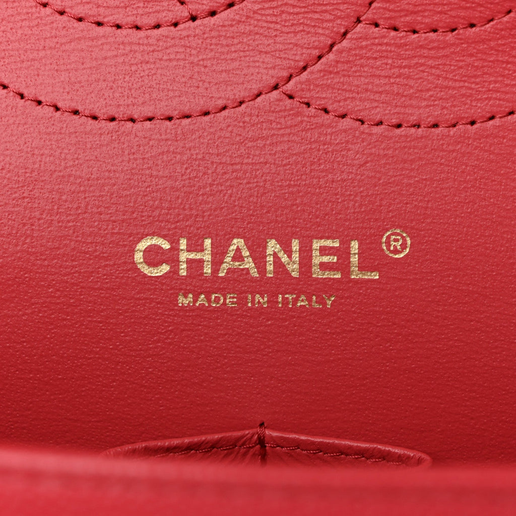 Caviar Quilted Jumbo Double Flap Red