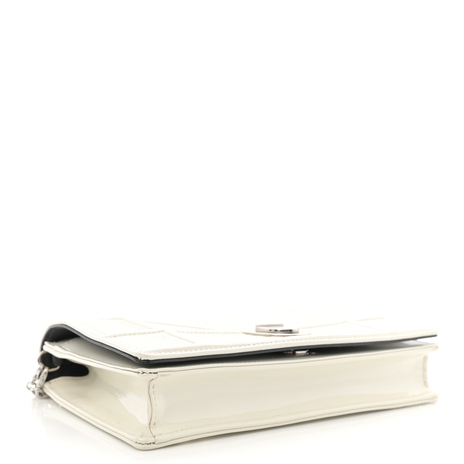 Patent Micro-Cannage Diorama Wallet on Chain Pouch White