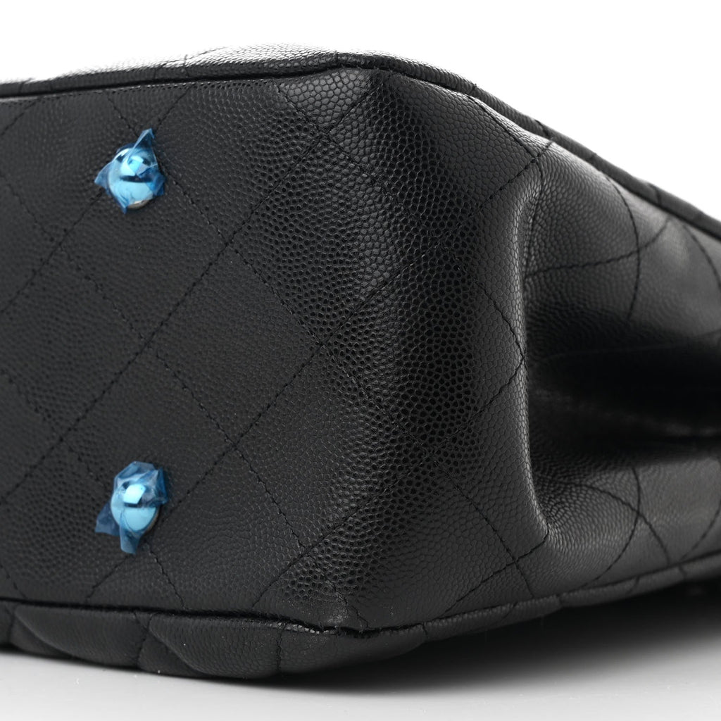 Caviar Quilted Large Shopping Tote Black