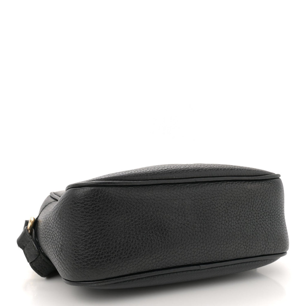 Pebbled Calfskin Small Soho Disco Bag Black
