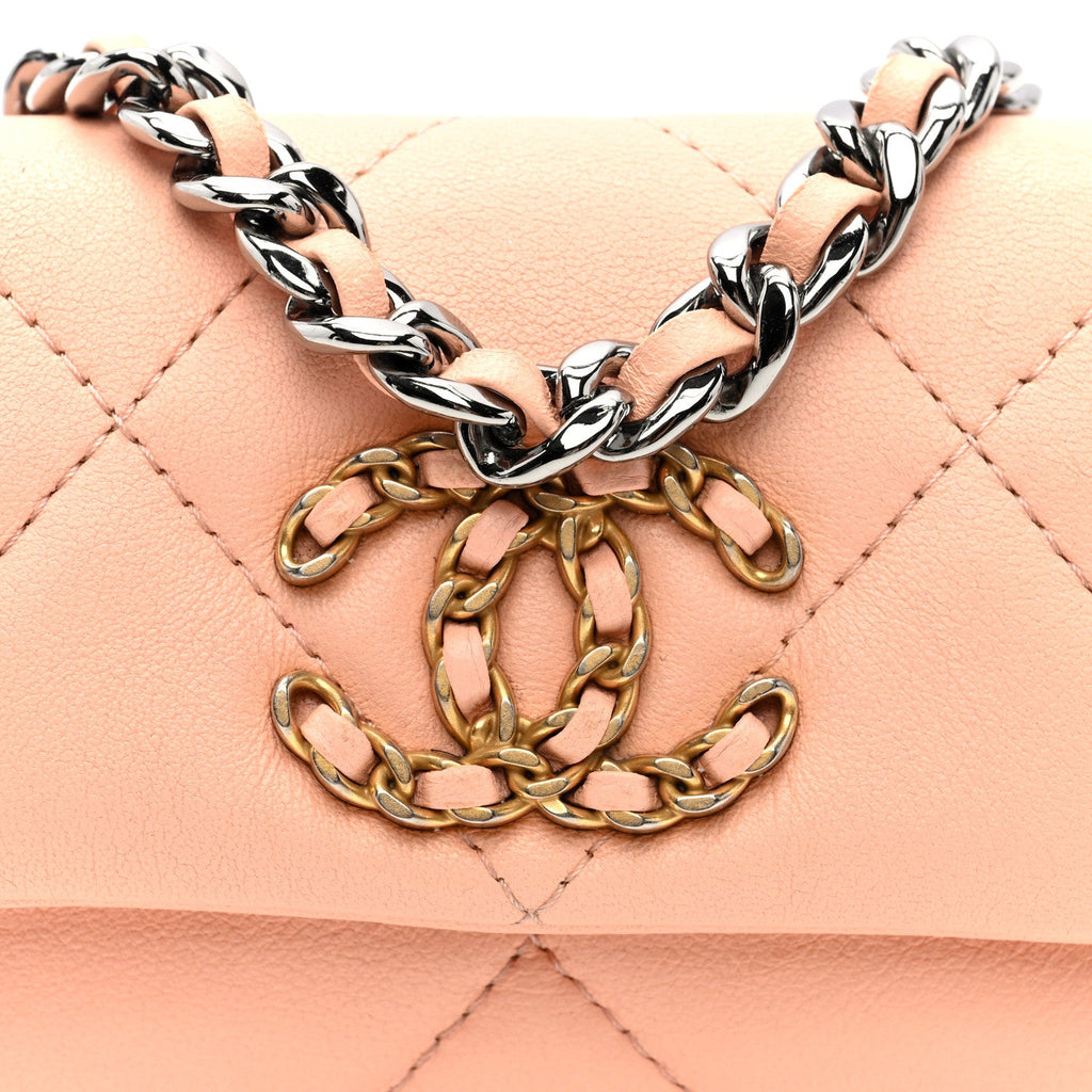 Lambskin Quilted Chanel 19 Flap Belt Bag Light Orange
