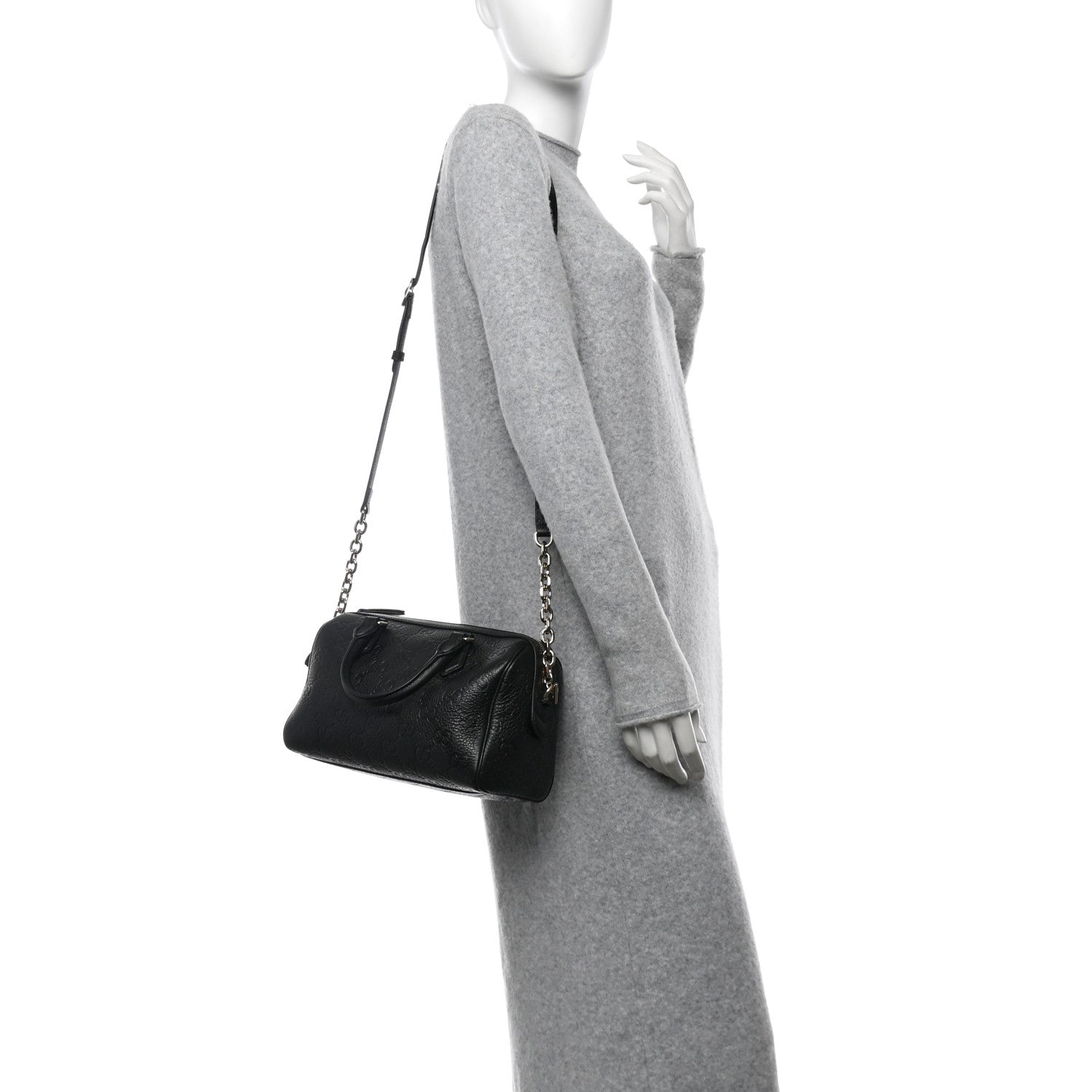 Calfskin GG Emblem Medium Boston Bag Black