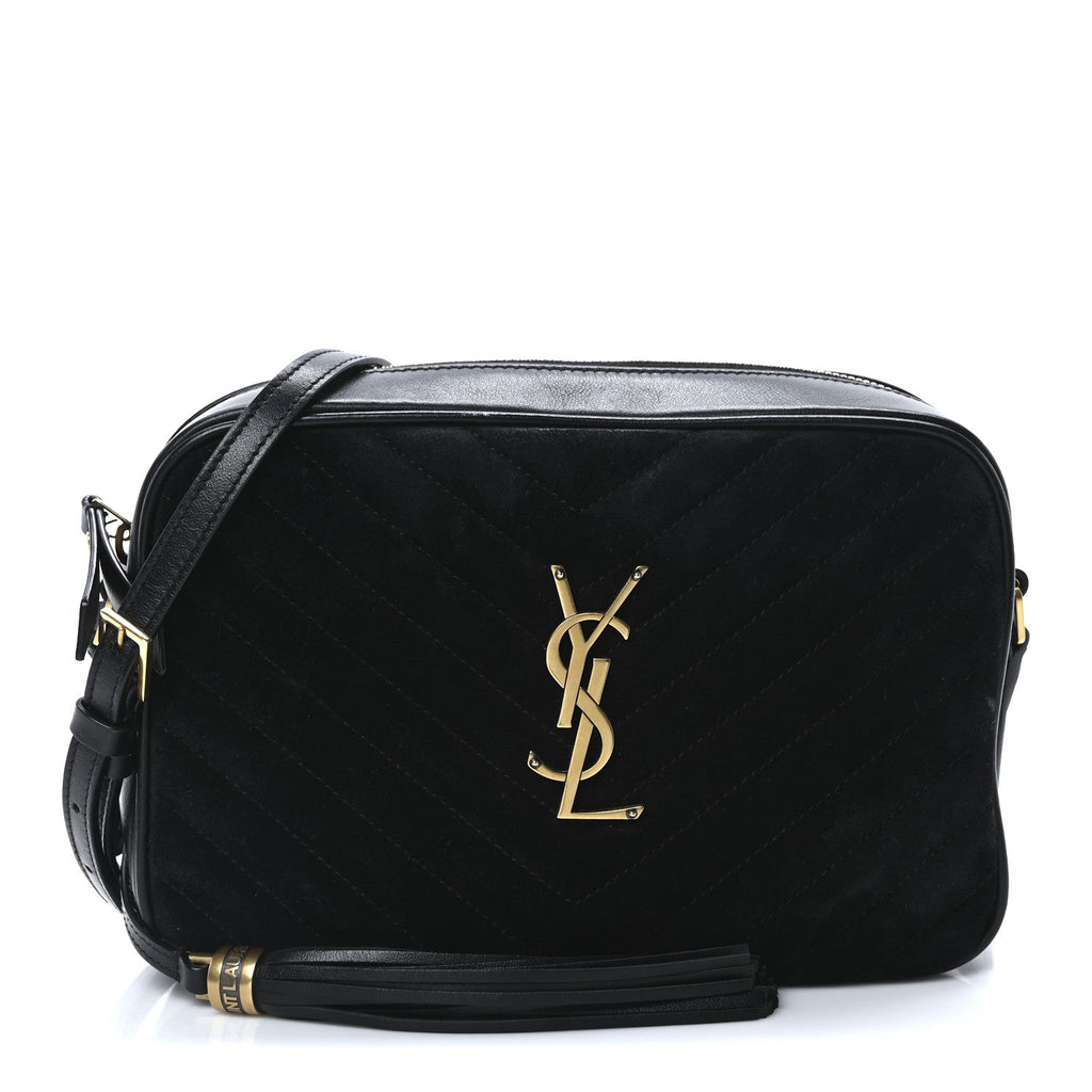Suede Calfskin Monogram Lou Camera Bag Black