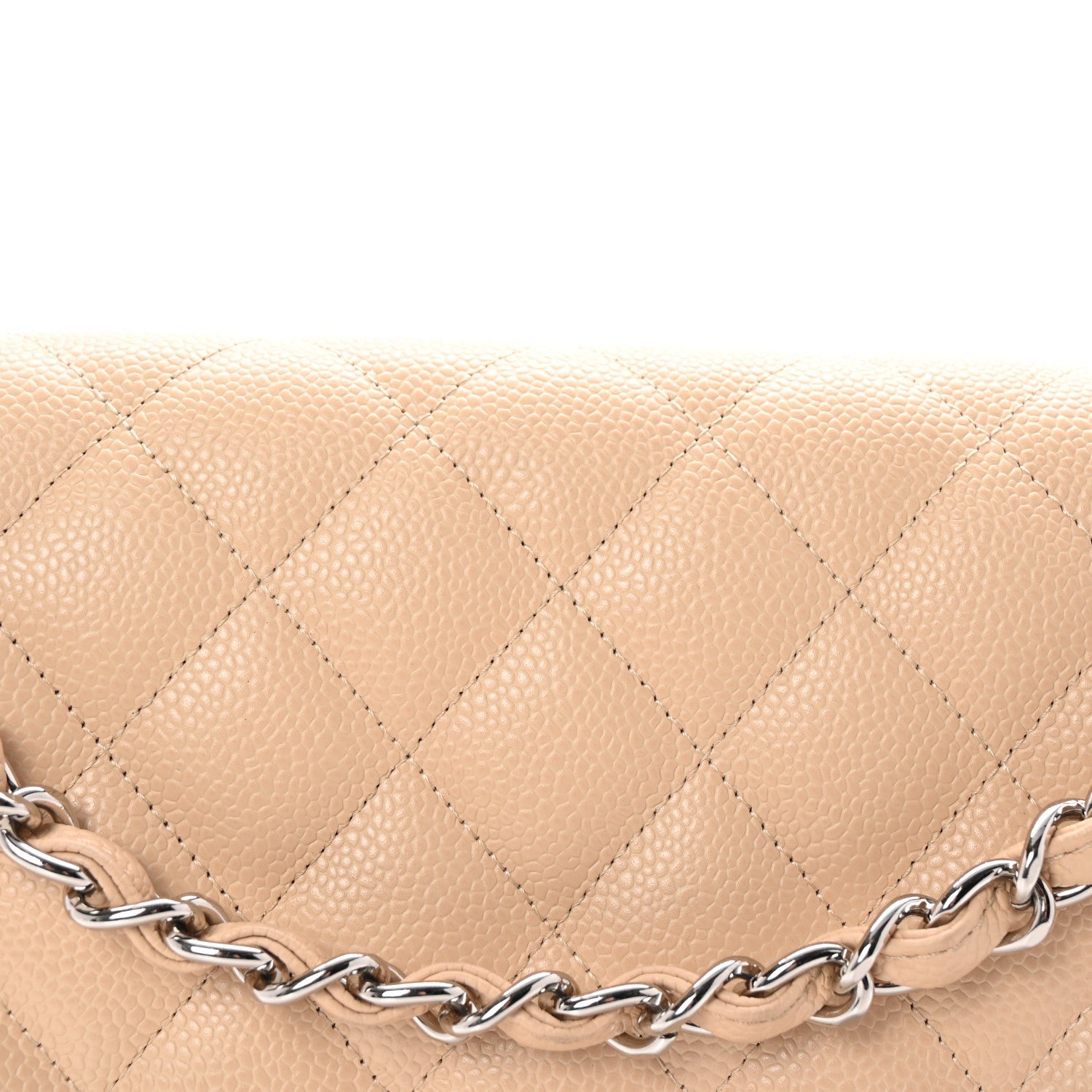 Caviar Quilted Jumbo Double Flap Light Beige