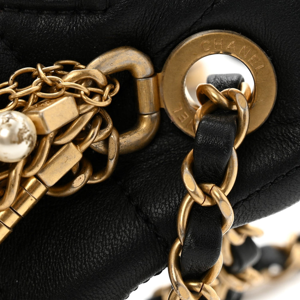 Lambskin Quilted All About Chains Waist Belt Bag Black