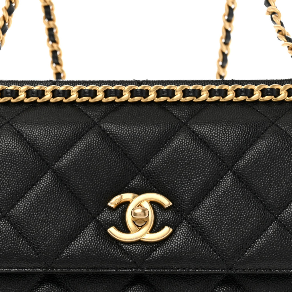 Caviar Quilted Chain Backpack Black
