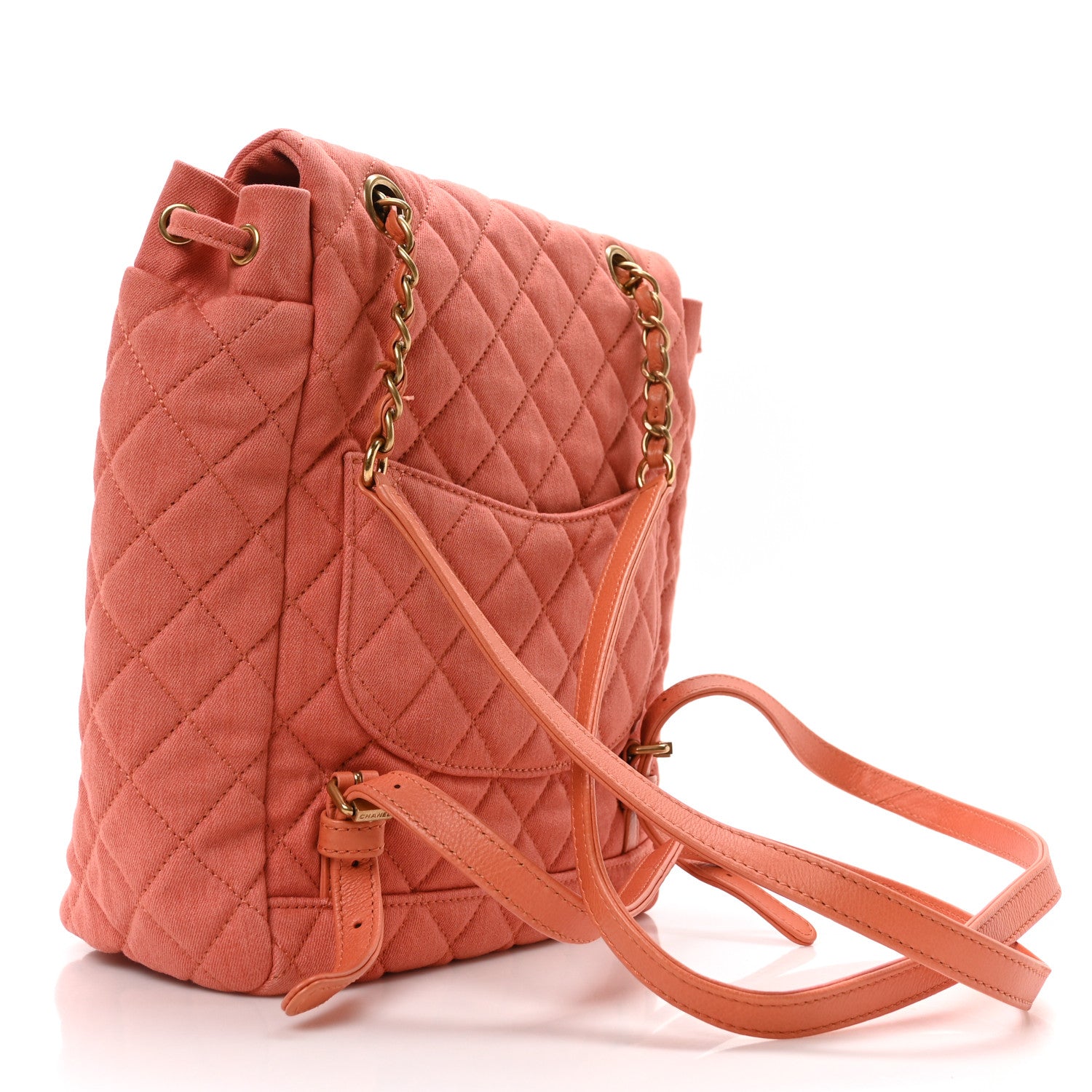 Washed Denim Quilted Small Urban Spirit Backpack Orange