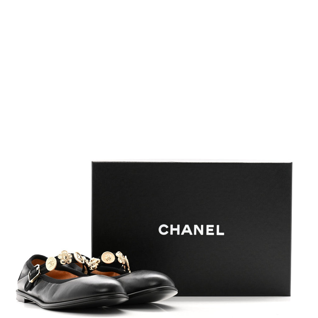 Lambskin Charm Mary Jane Flats 39 Black