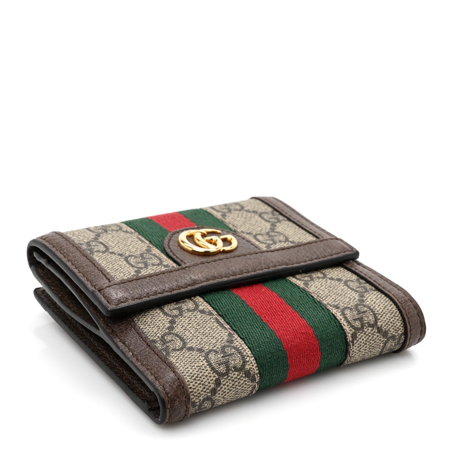 GG Supreme Monogram Web Ophidia French Flap Wallet Beige New Acero