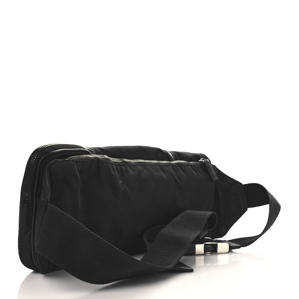 Tessuto Nylon Saffiano Marsupio Triple Pocket Belt Bag Black