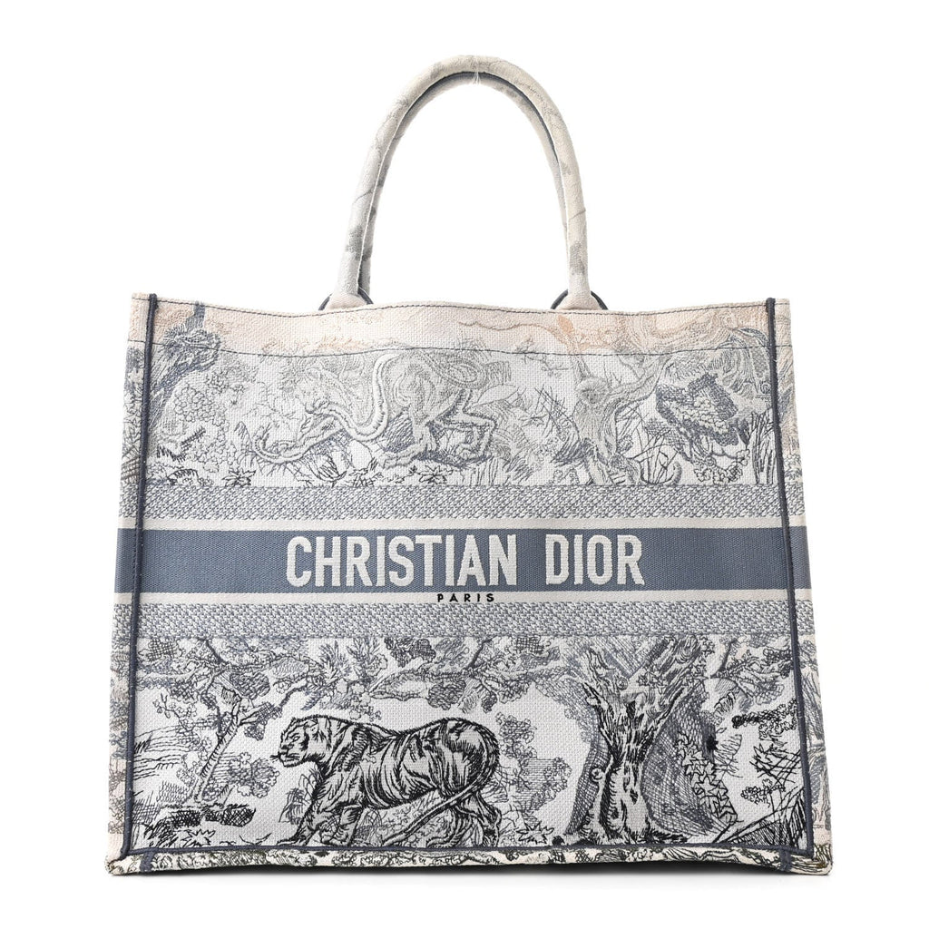 Gradient Canvas Embroidered Large Dioriviera Toile De Jouy Book Tote Blue