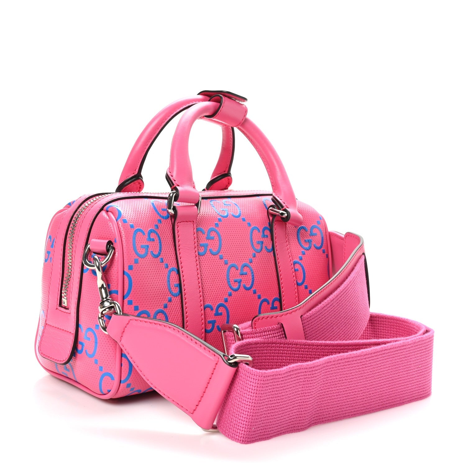 Calfskin GG Tennis Bi-Color Embossed Mini Duffle Bag Modern Fucsia Modern Blue