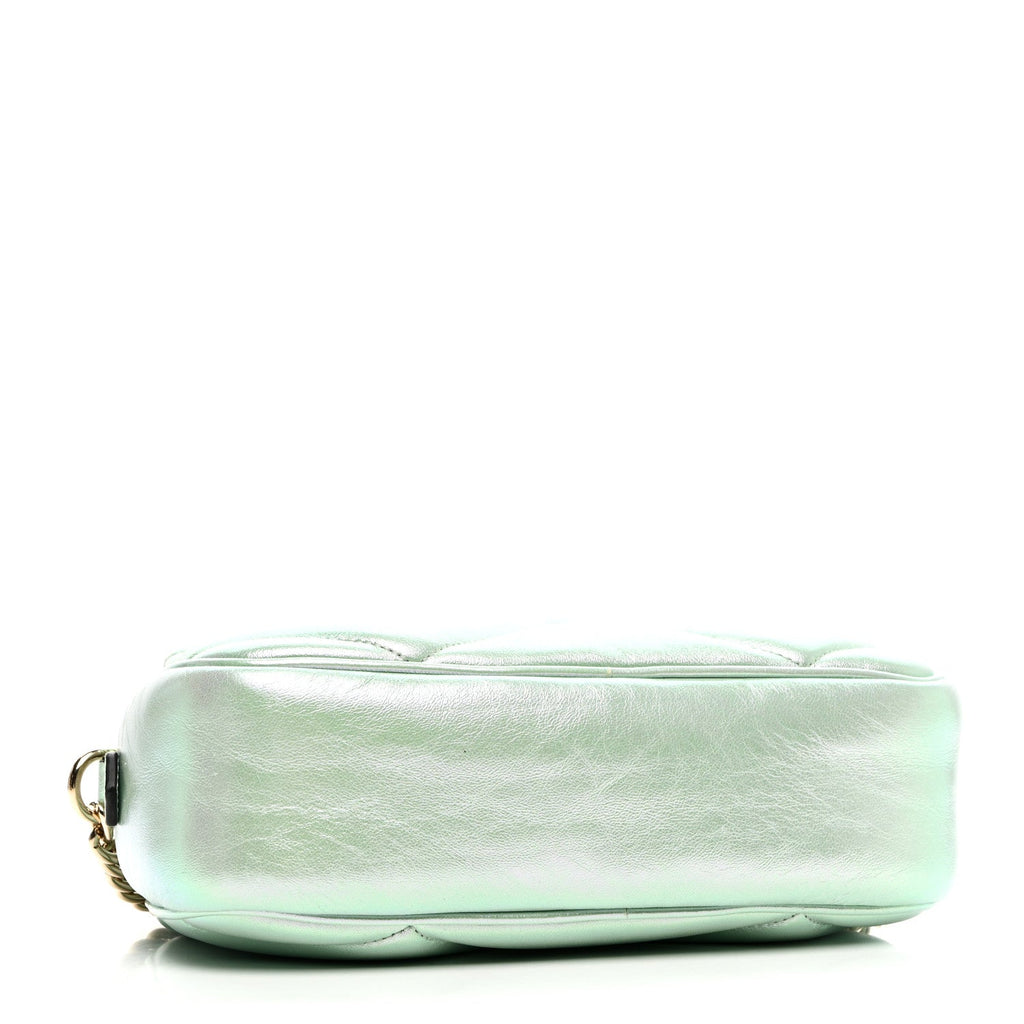 Iridescent Nappa Chevron Matelasse Small GG Marmont Chain Shoulder Bag Iridescent Salvy Green