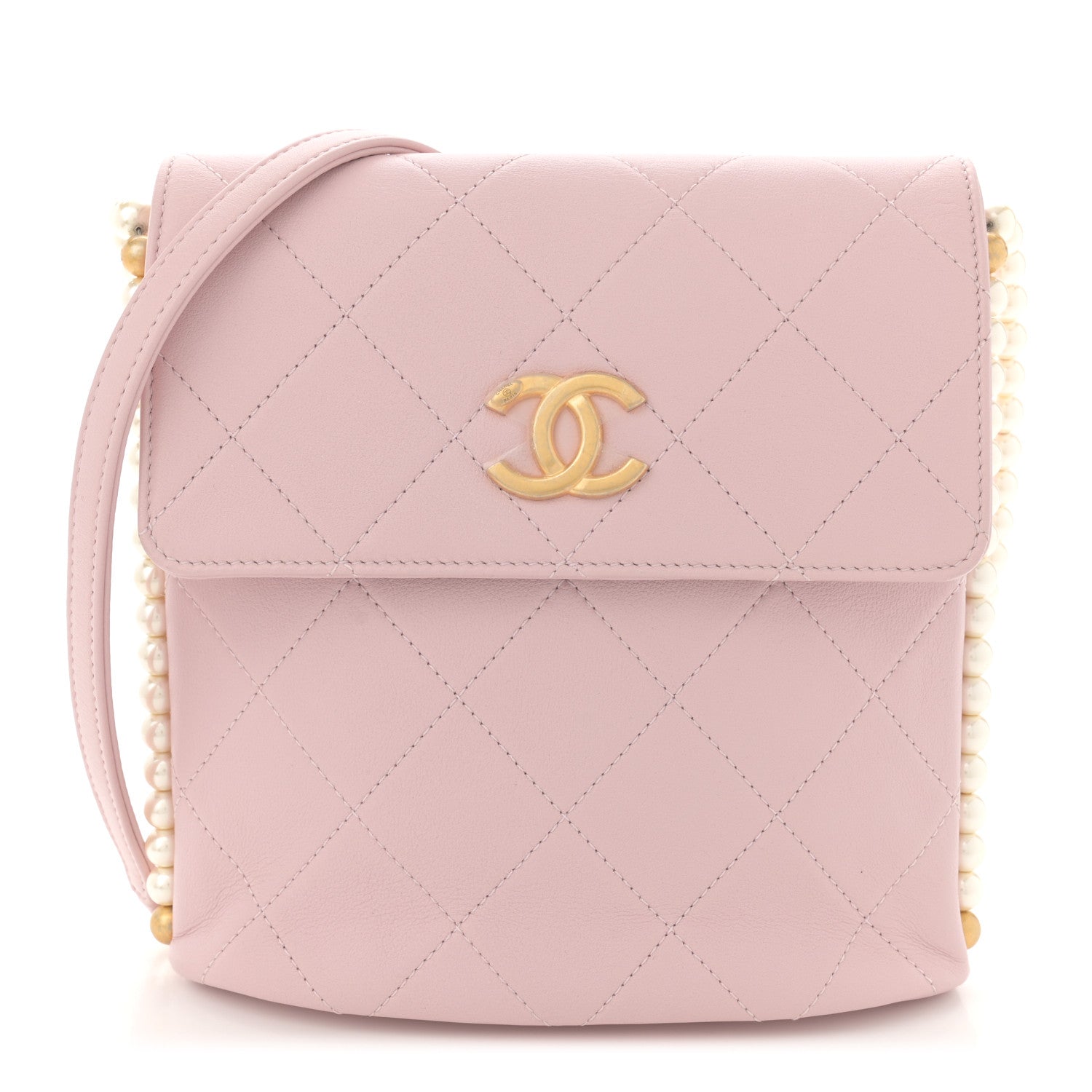 Calfskin Quilted Pearl Small About Pearls Hobo Bag Light Pink