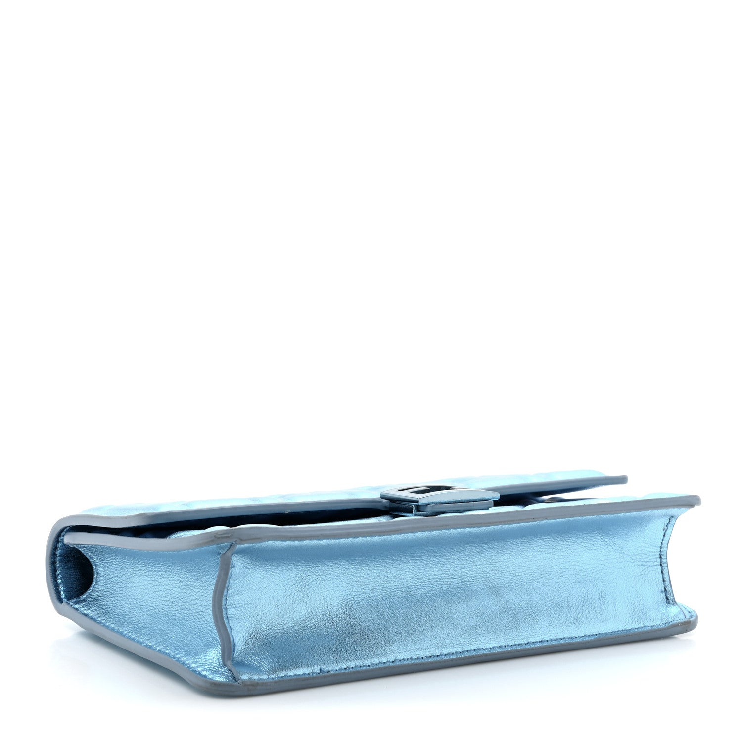 Metallic Nappa Matisse FF Embossed Wallet On Chain Laguna Palladio