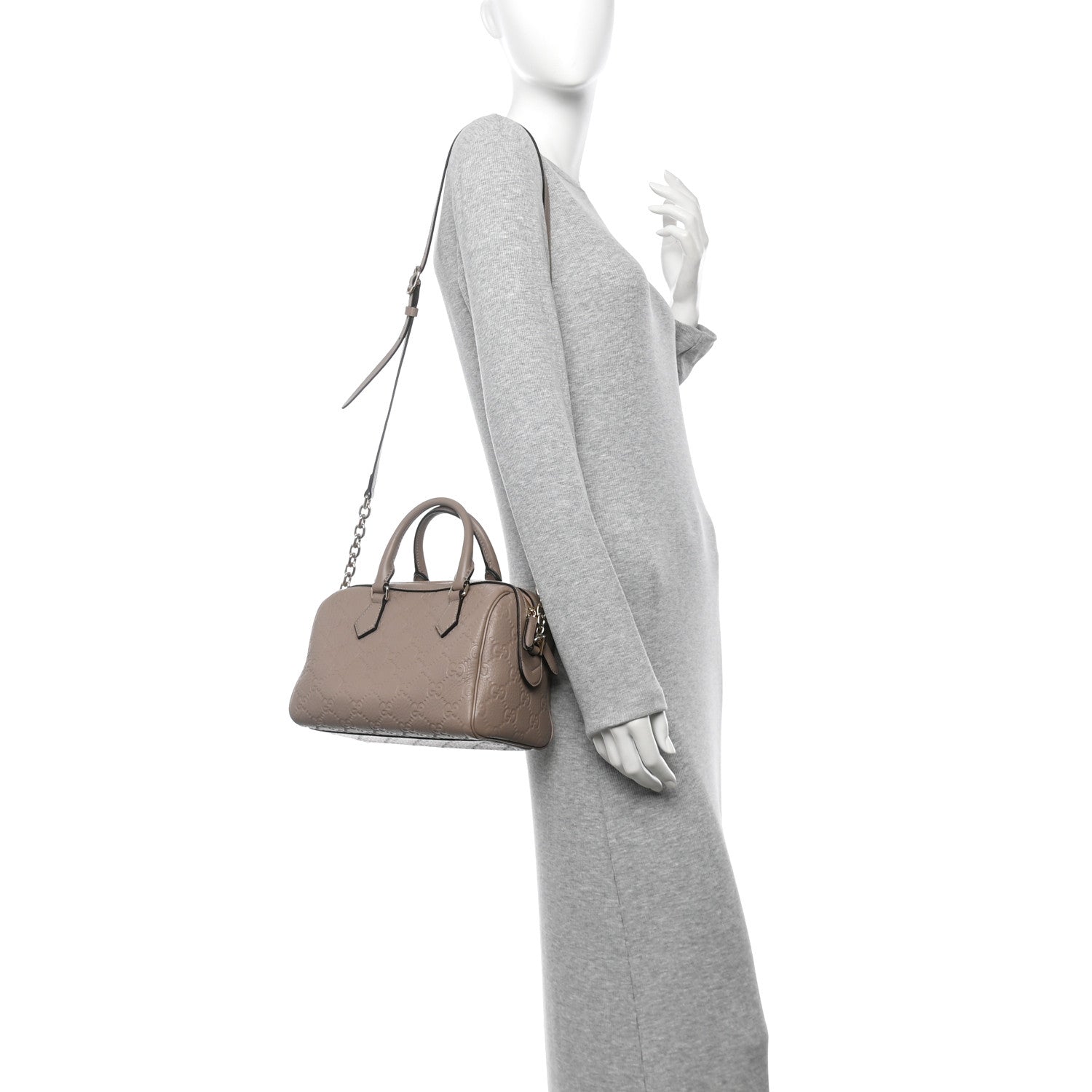 Calfskin GG Emblem Small Top Handle Bag Taupe