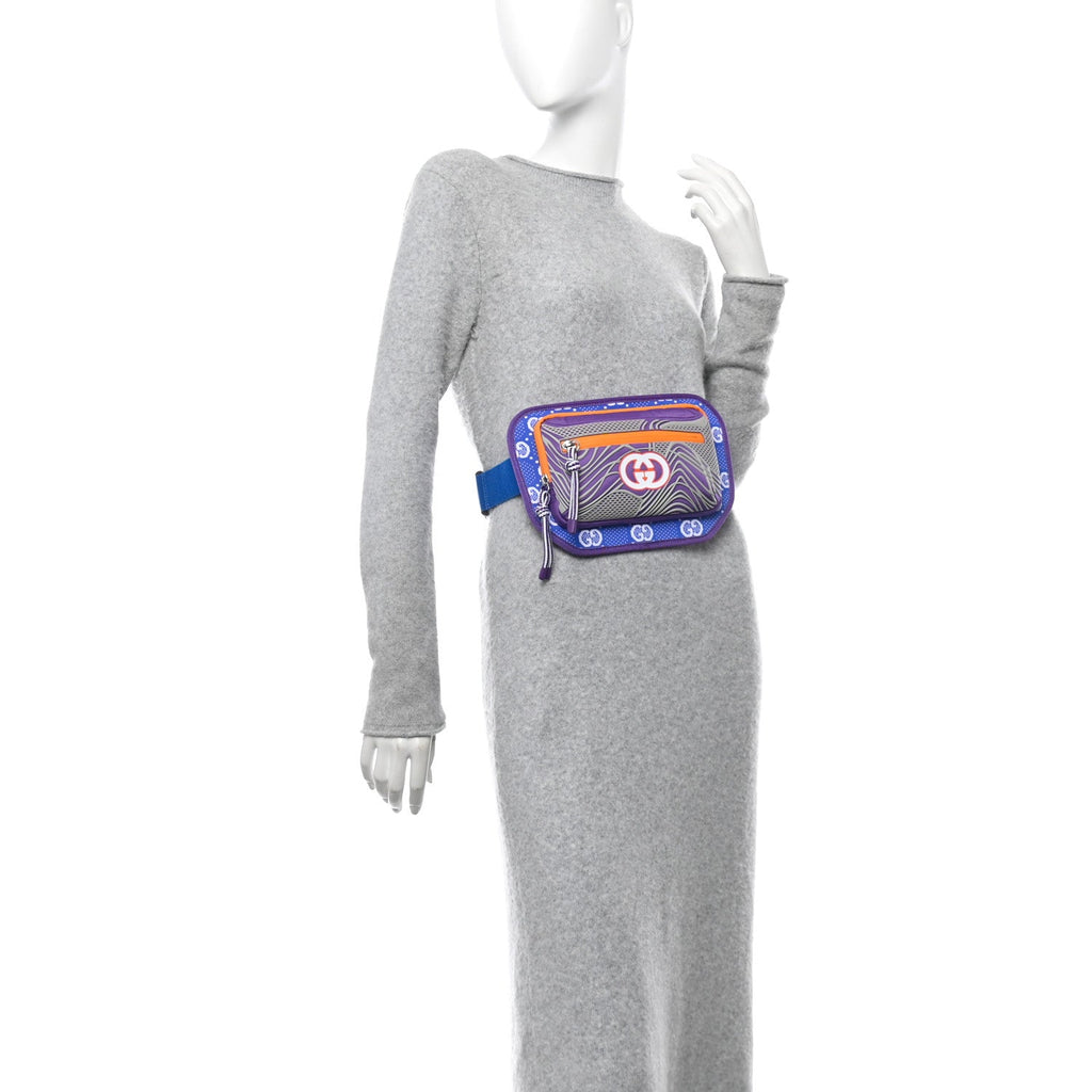 Jersey GG Monogram All Over Sporty Belt Bag Grey White Multicolor