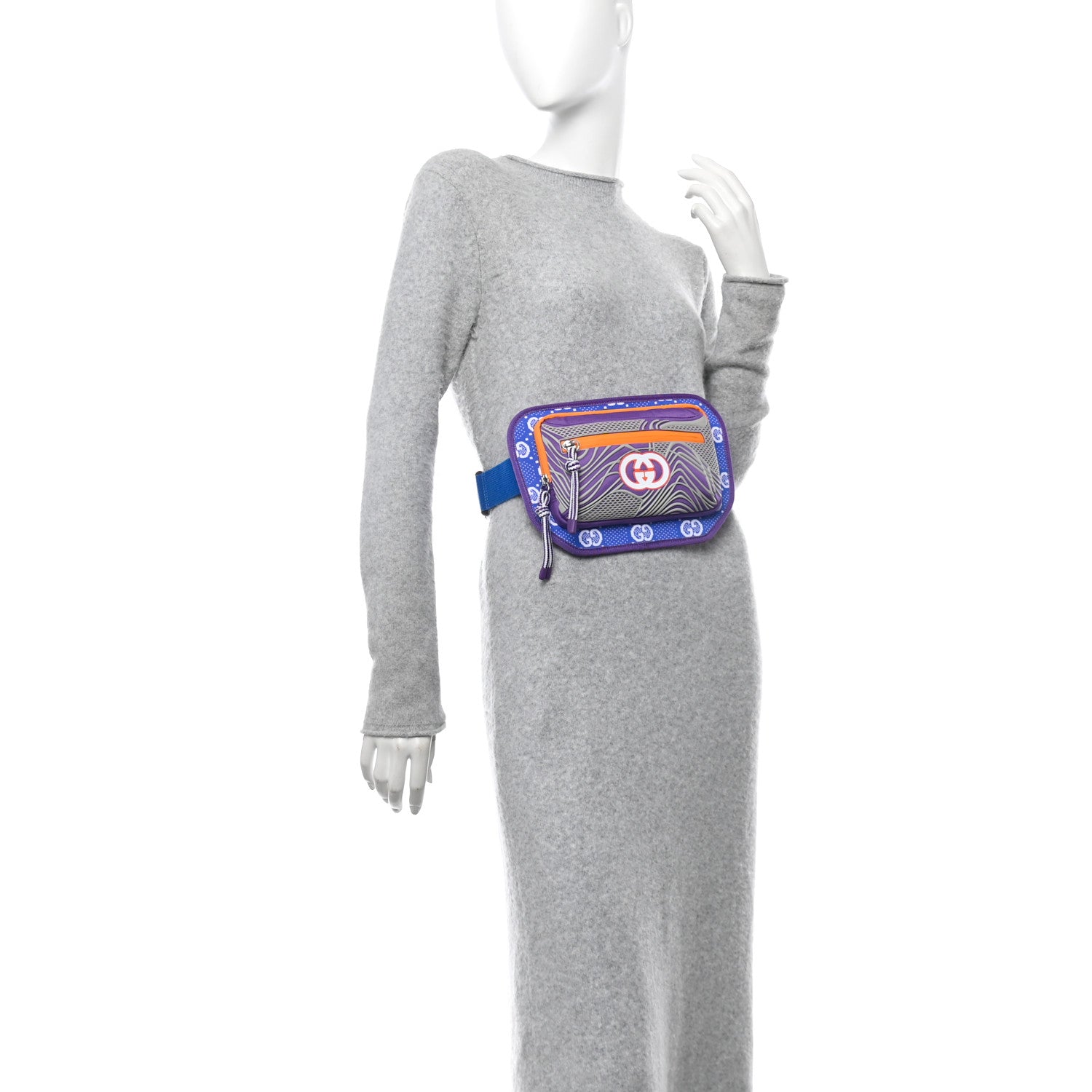 Jersey GG Monogram All Over Sporty Belt Bag Grey White Multicolor