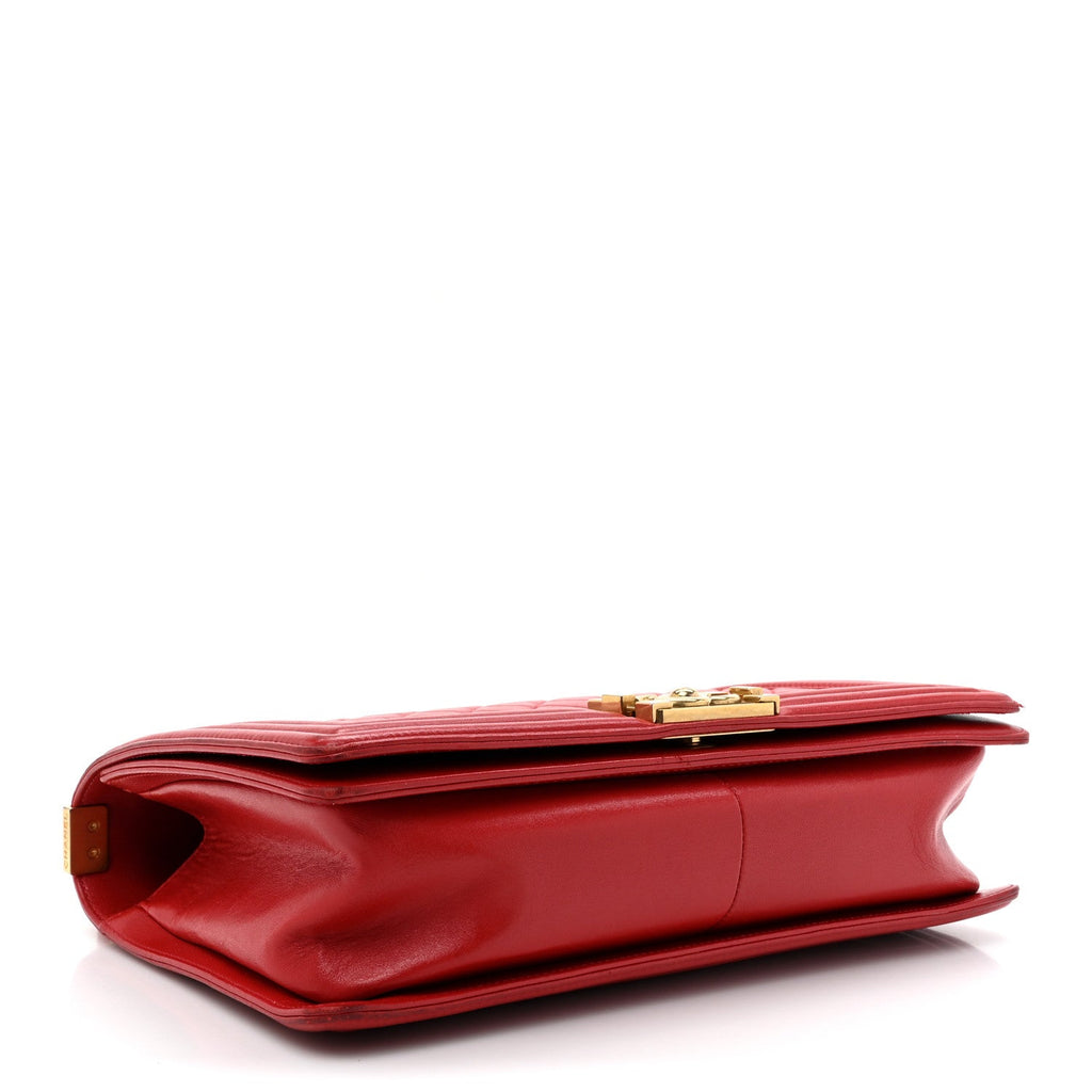 Lambskin Quilted New Medium Boy Flap Red