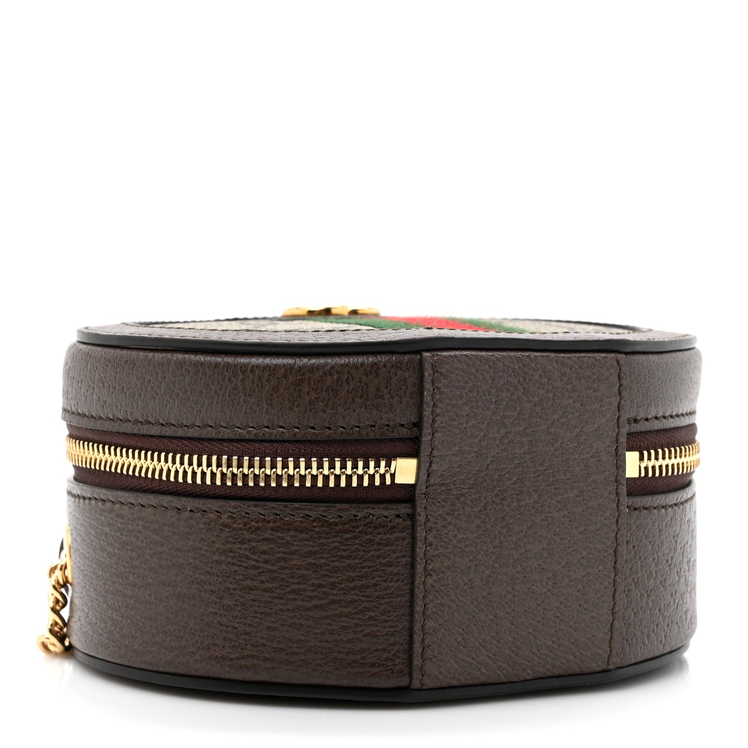 GG Supreme Monogram Top Handle Web Mini Ophidia Round Shoulder Bag Brown