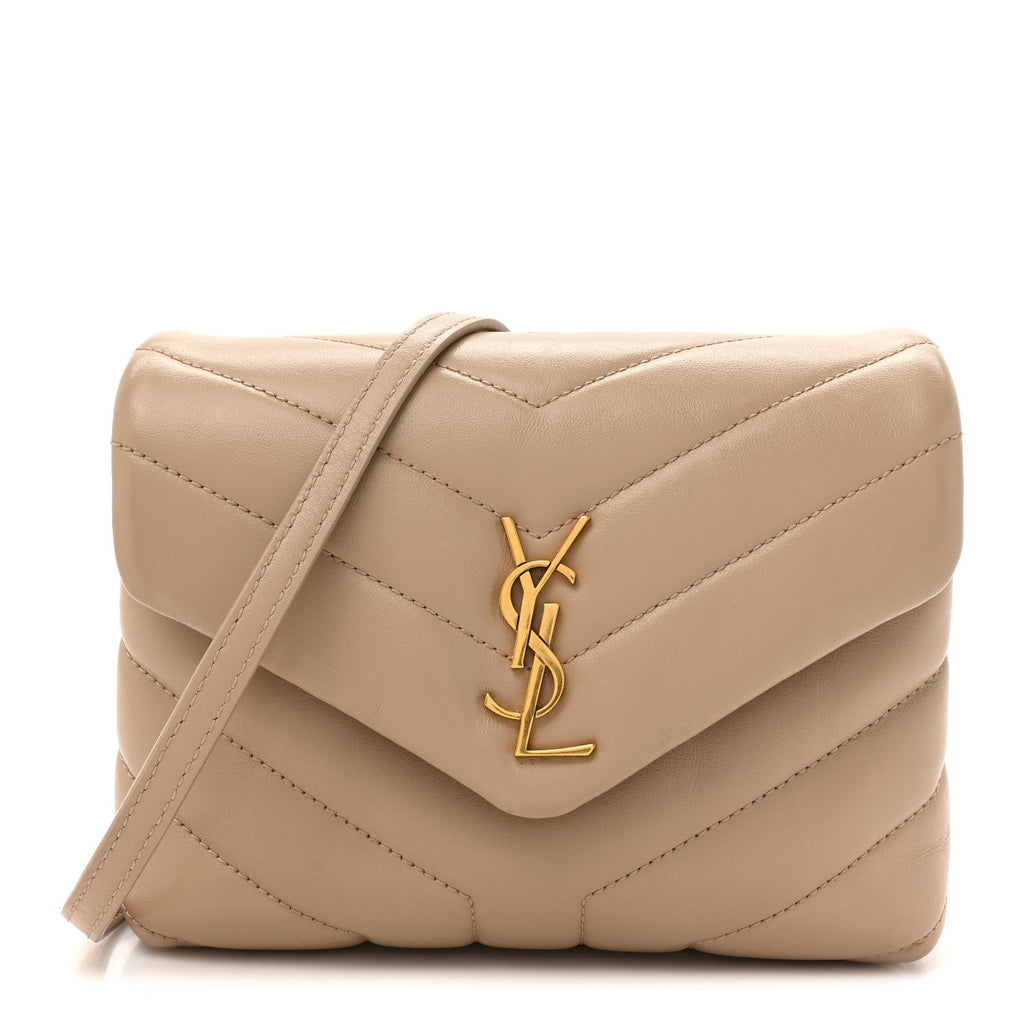 Calfskin Y Quilted Monogram Toy Loulou Crossbody Bag Dark Beige