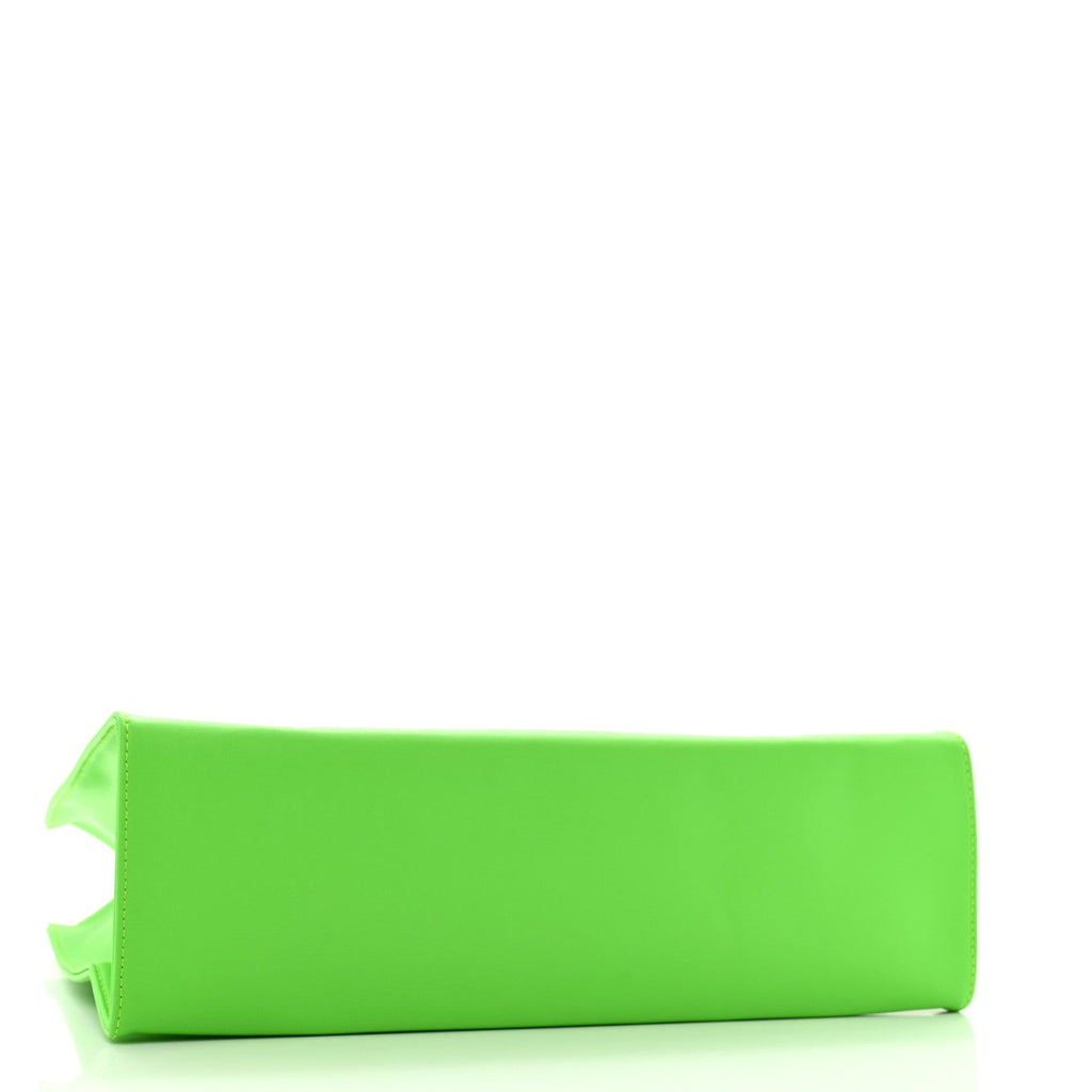 Vegan Leather Medium Shopping Bag Highlighter Green