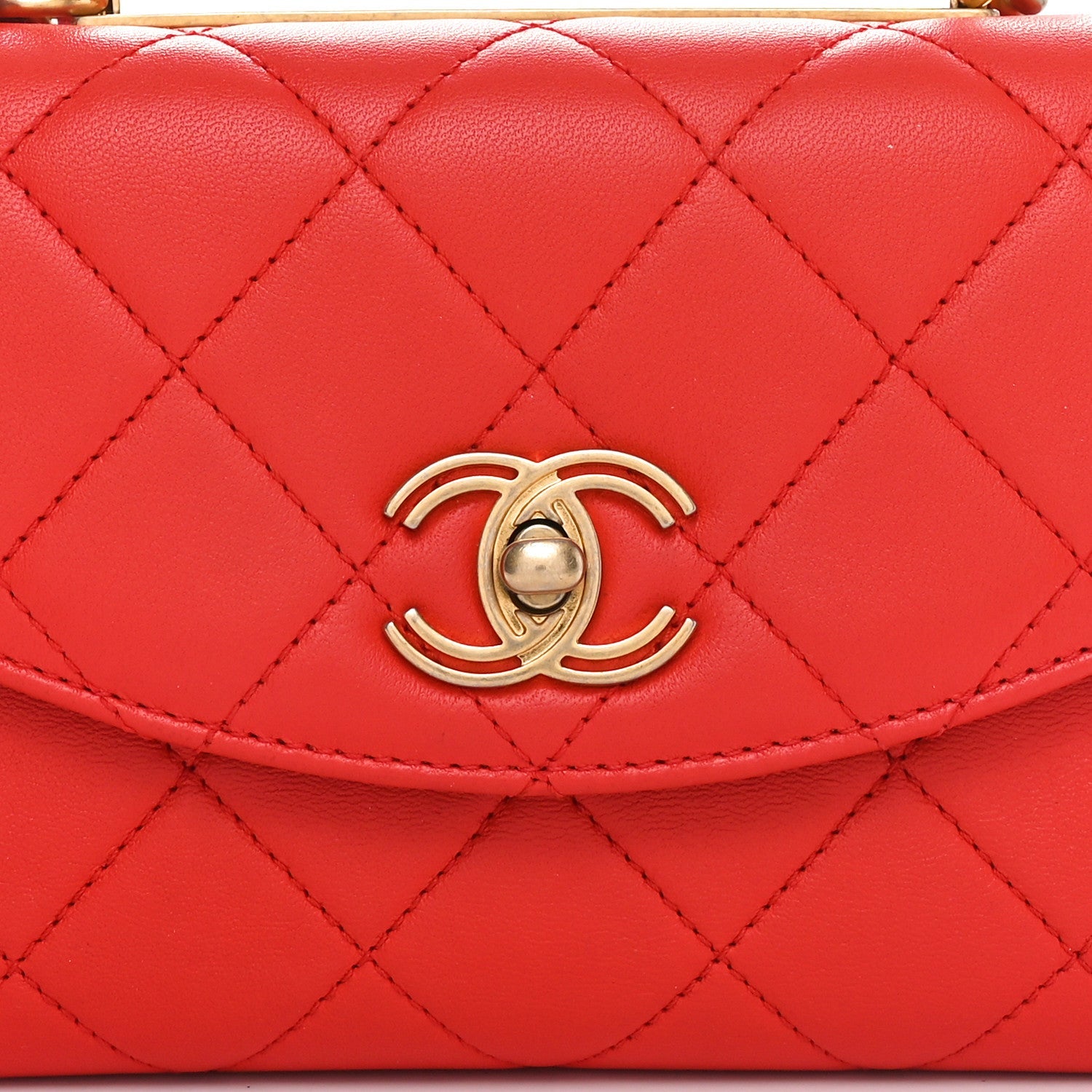 Lambskin Quilted Small Trendy Spirit Top Handle Bag Red