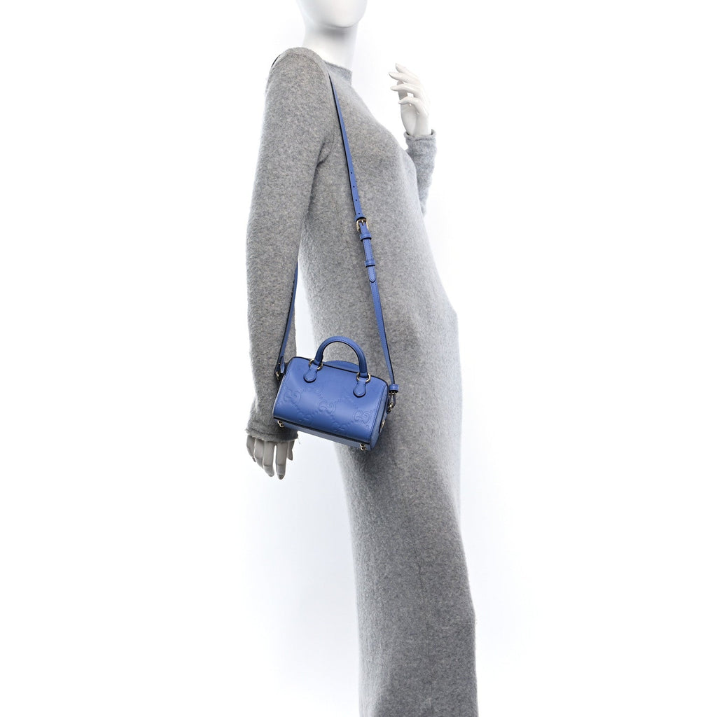Gilbert Calfskin Jumbo GG Embossed Super Mini Top Handle Bowler Bag Bloom Lavender