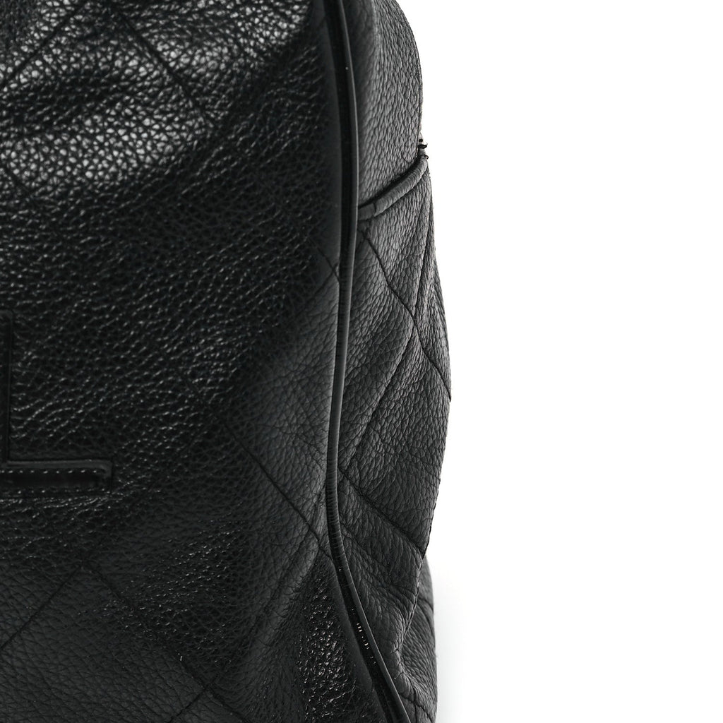 Calfskin Patent Quilted Bowler Black