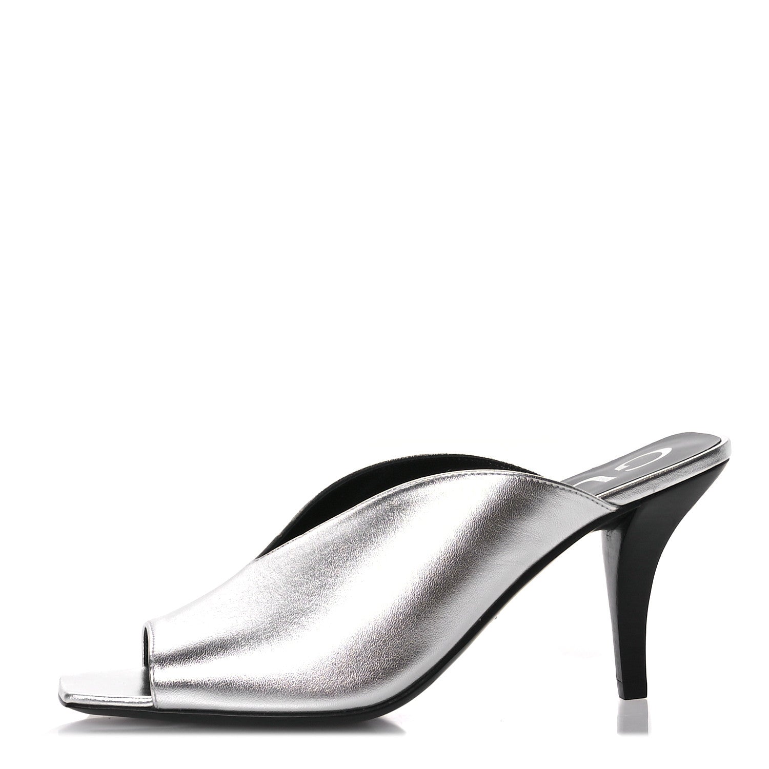 Metallic Nappa Silk Square G Slide Sandals  36.5 Argento