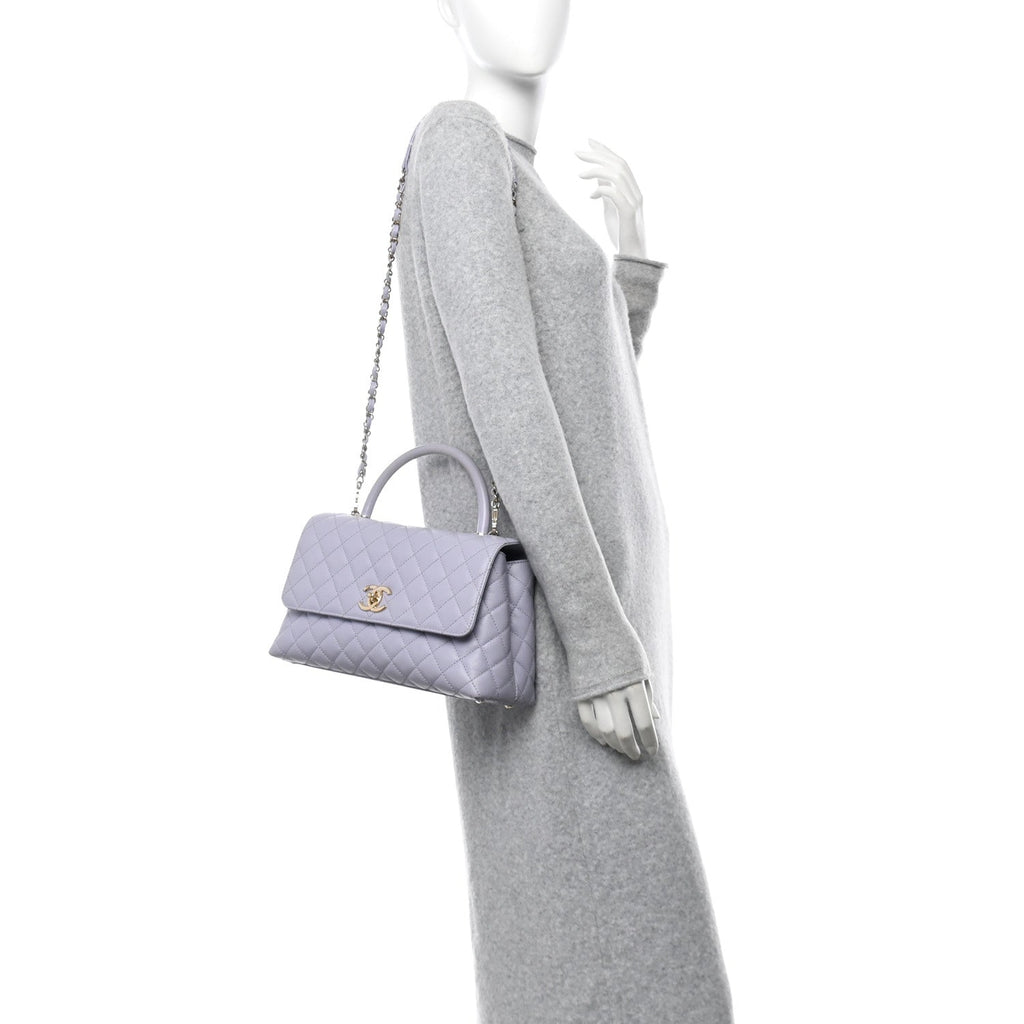 Caviar Quilted Small Coco Handle Flap Light Purple