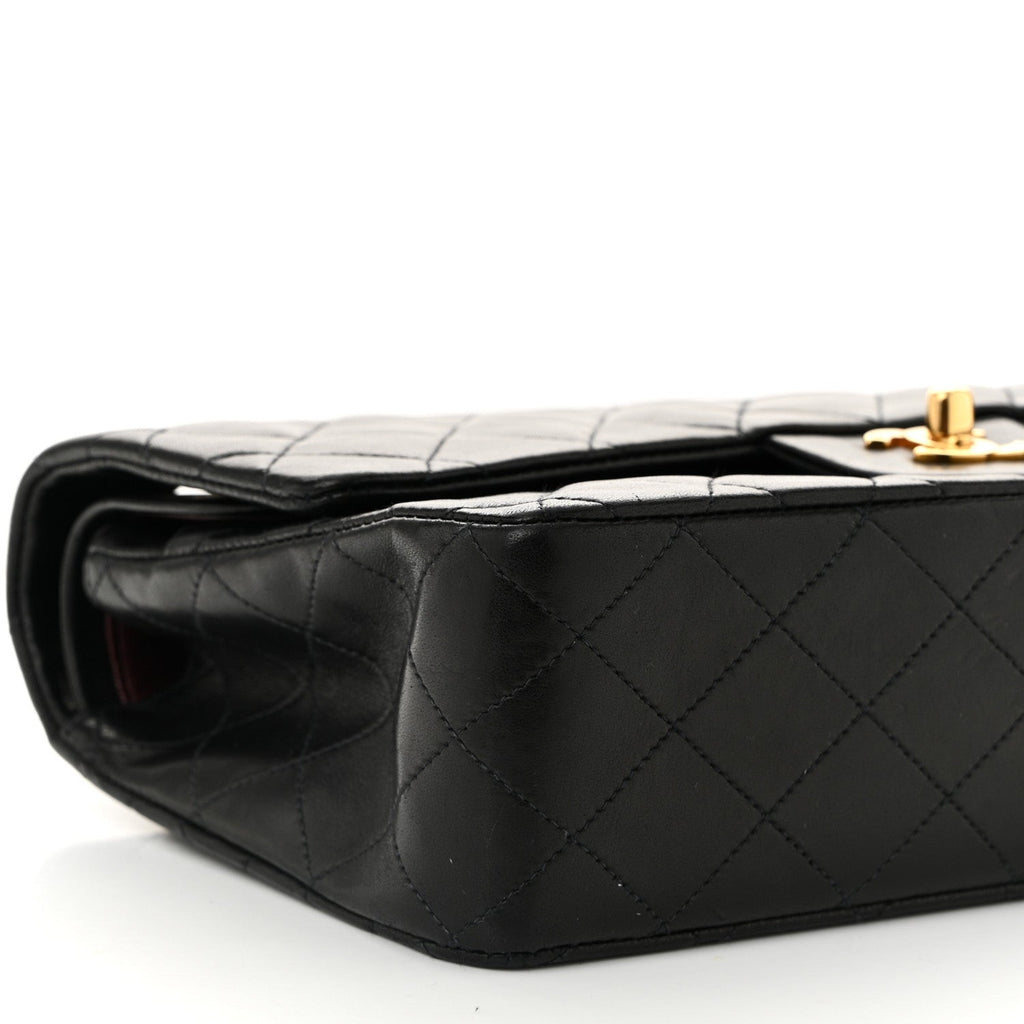 Lambskin Quilted Medium Double Flap Black