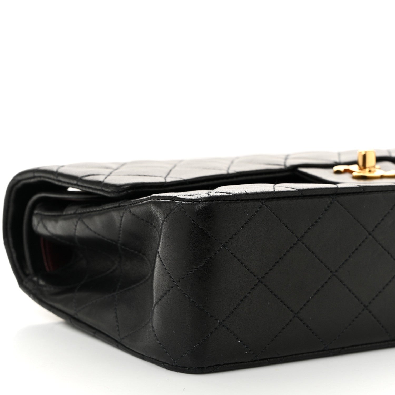 Lambskin Quilted Medium Double Flap Black